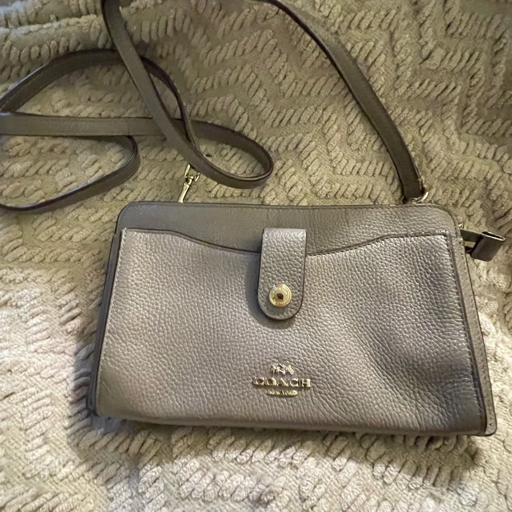 Coach Gray Crossbody Bag with Pebbled Leather - Picture 1 of 13